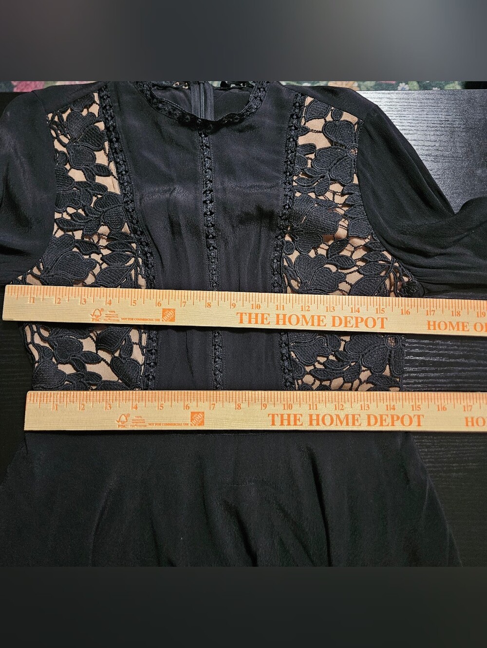 0187 Forever 21 Black Lace Mini Dress Medium Gothic Romantic Long Sleeve Cutout - Picture 8 of 14